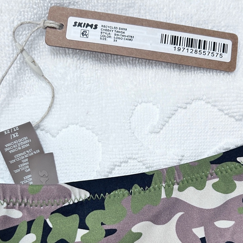 SKIMS Recycled swim Logo Camo Cheeky Tanga size 2X - Picture 4 of 9